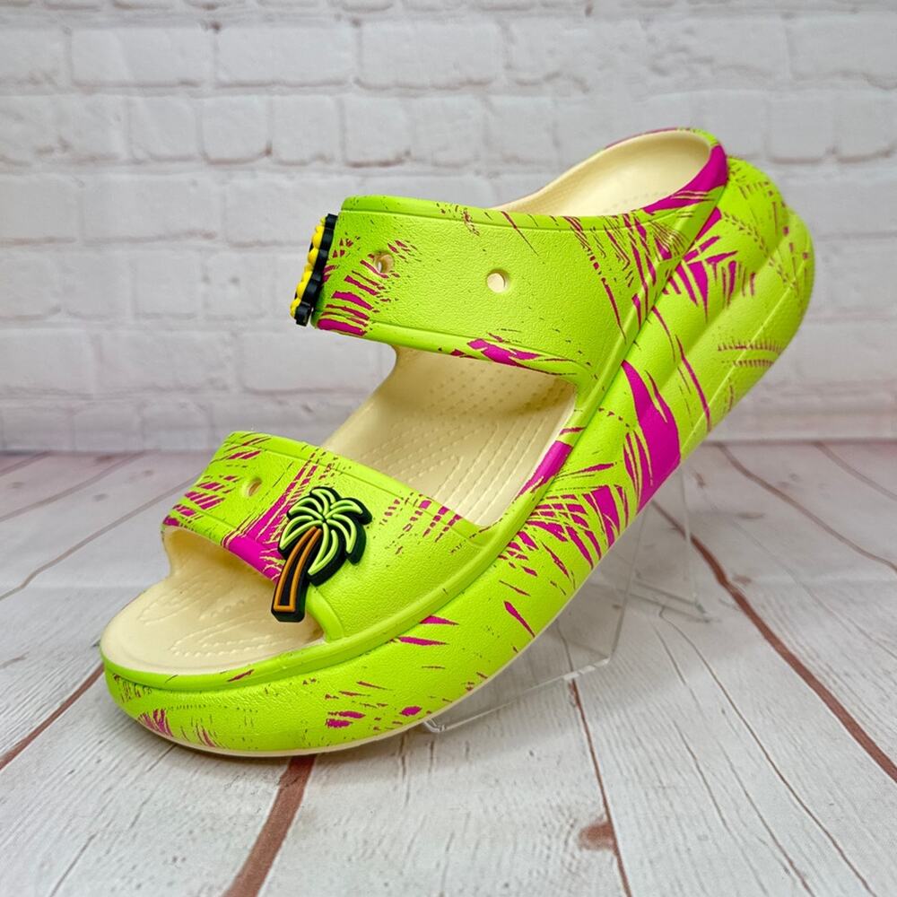 Crocs Classic Crush Platform Sandals Springbreak Vanilla/Multi M Sz 4/W Sz 6 - Picture 3 of 10